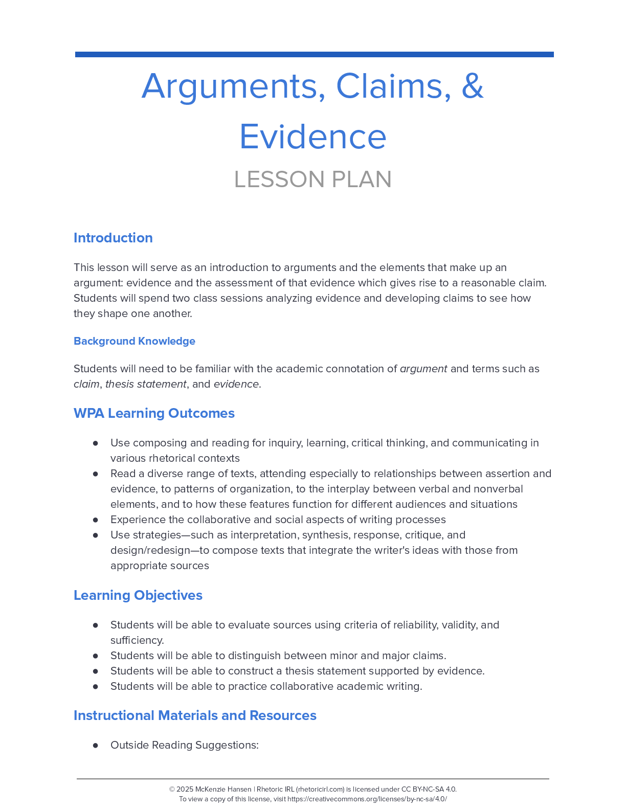 Arguments, Claims, and Evidence thumbnail