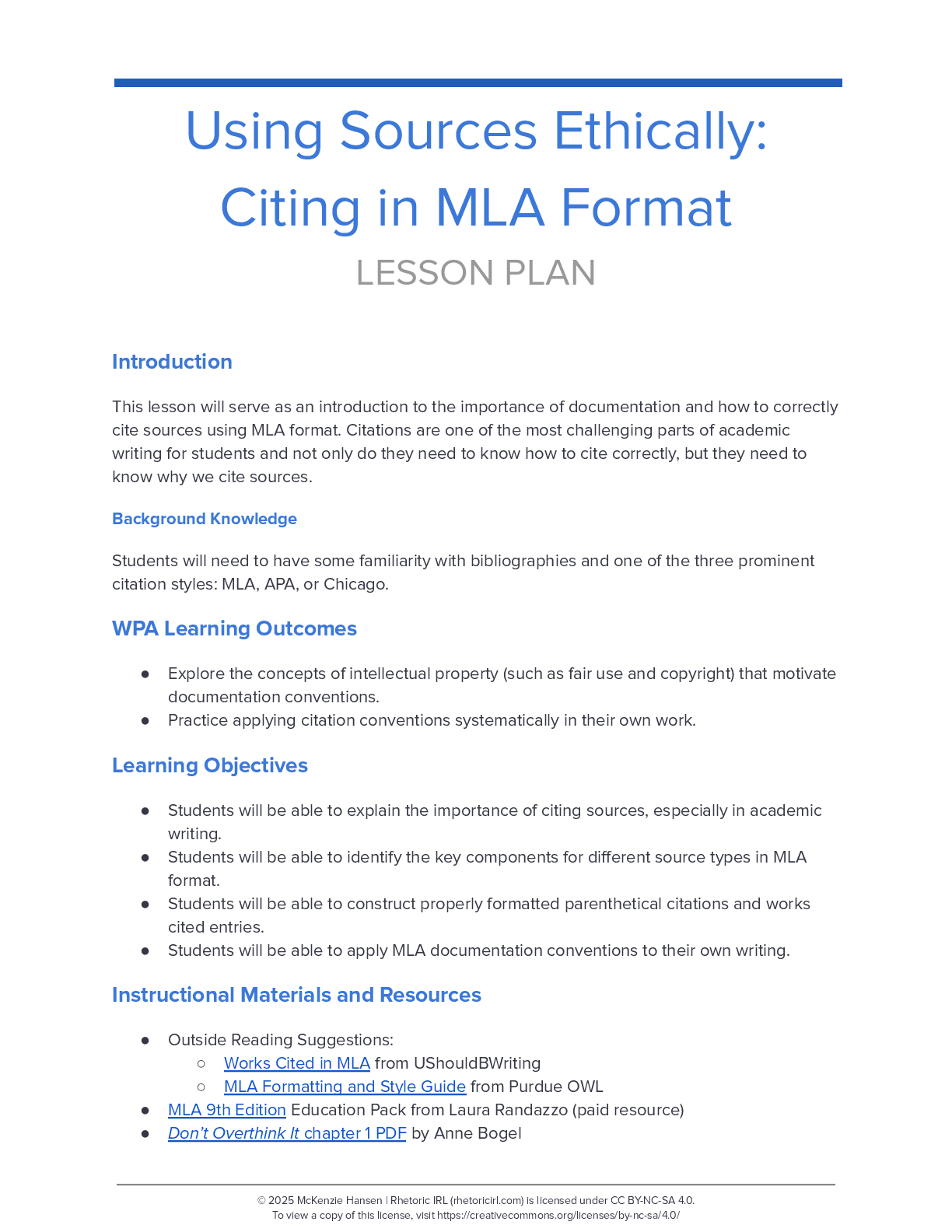 Using Sources Ethically: Citing in MLA Format thumbnail