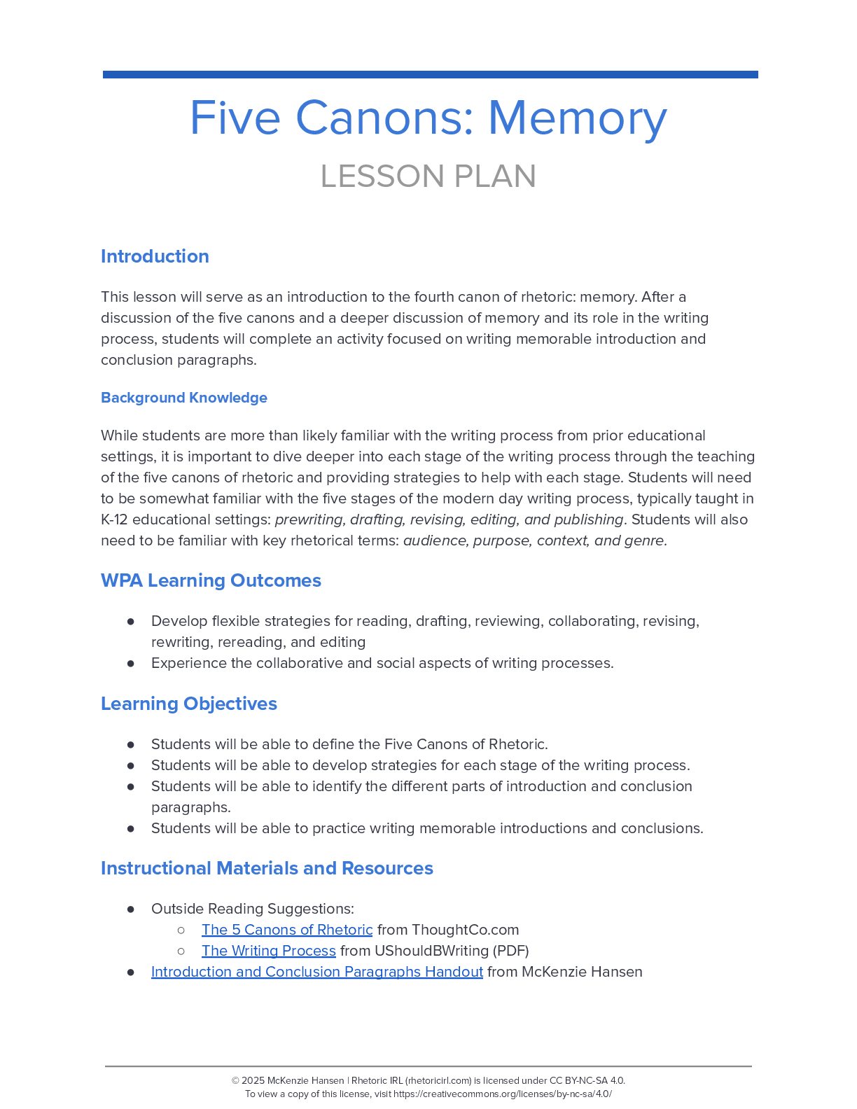 Five Canons: Memory thumbnail